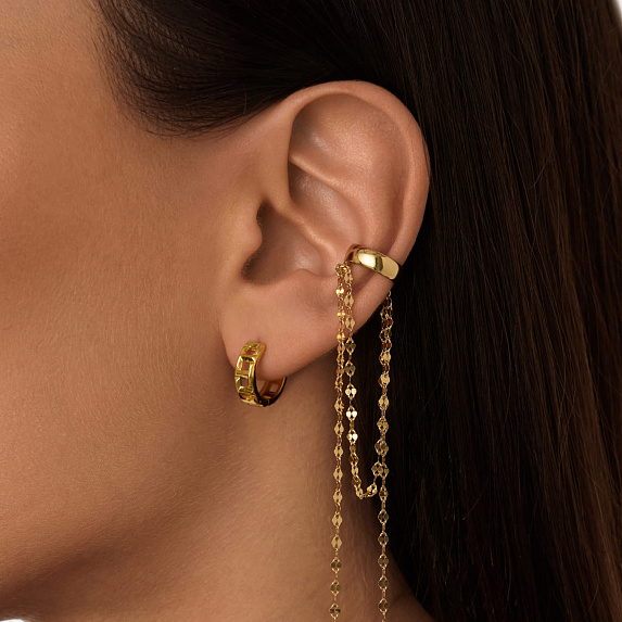Серьги серебро 925 позолоченные кольца широкие Miestilo