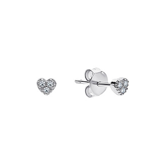 Серьги серебро 925 серебряные гвоздики сердечки Miestilo