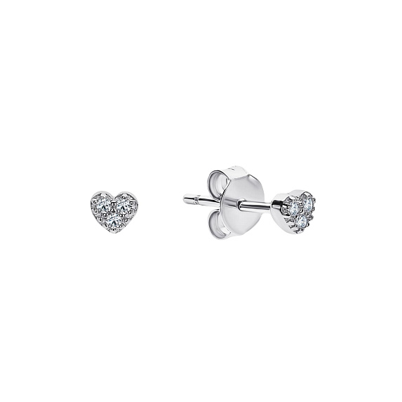 Серьги серебро 925 серебряные гвоздики сердечки Miestilo