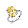 Серебряное кольцо с желтым фианитом в огранке овал Miestilo