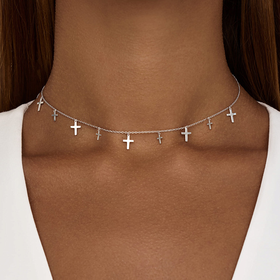 Серебряное колье с крестами без вставок Miestilo