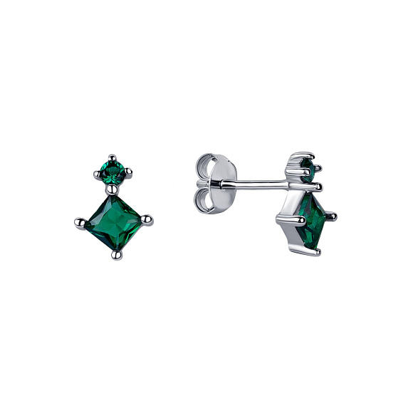 Серьги серебро 925 гвоздики серебряные с камнями Miestilo