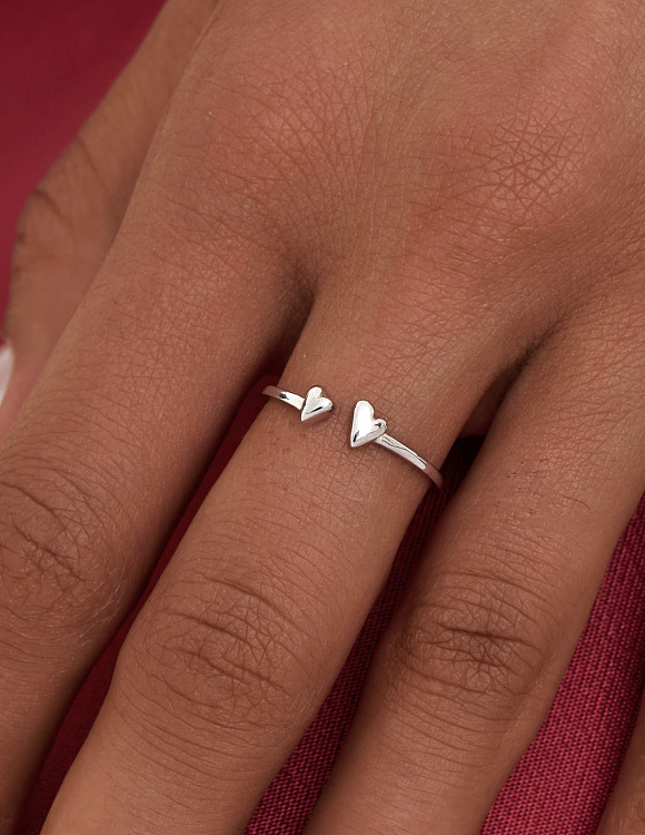 Кольцо серебро 925 сердечко ювелирное колечко регулируемое Miestilo