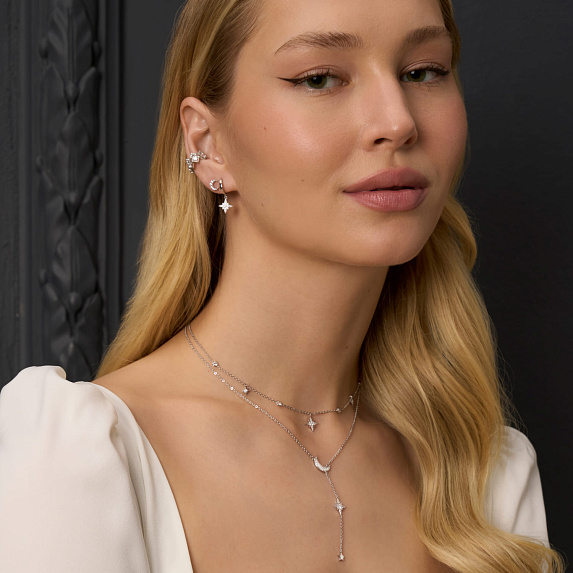 Серьги серебро 925 серебряные гвоздики луна Miestilo