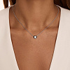 Серебряное колье с фианитом в круглой огранке Miestilo