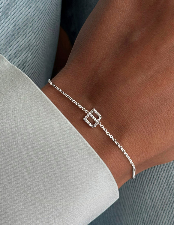 Браслет серебро 925 серебряный с буквой B ювелирный Miestilo