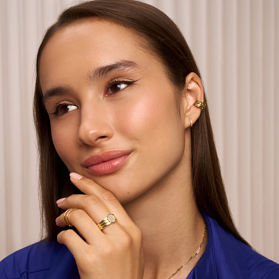 Серьги кольца серебро 925 женские позолоченные с фианитами Miestilo