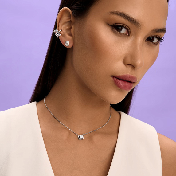 Серебряное колье с крупным белым фианитом Miestilo