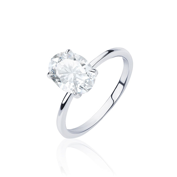 Серебряное кольцо с фианитом в огранке Овал 10*7 мм Miestilo