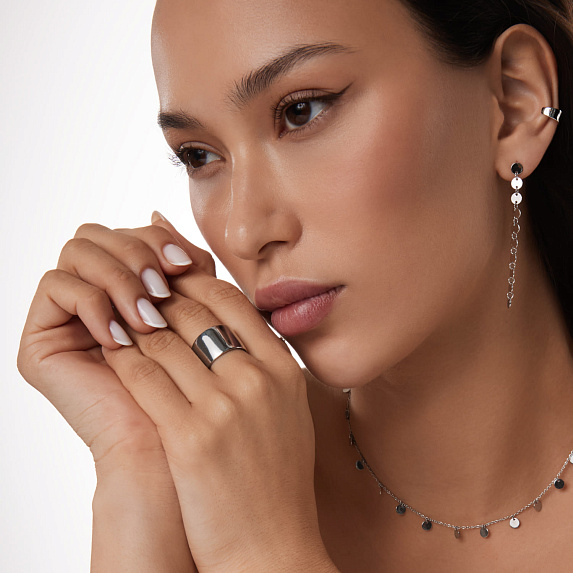 Серебряное кольцо глянец h 14мм Miestilo