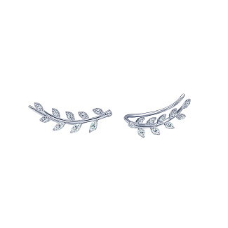 Серьги серебро 925 серебряные клаймберы веточка с камнями Miestilo