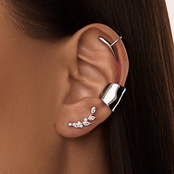 Серьги серебро 925 серебряные клаймберы веточка с камнями Miestilo