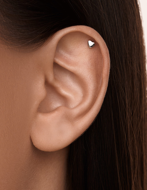 Серебряный пирсинг сердце Miestilo