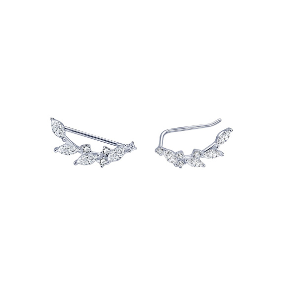 Серьги серебро 925 серебряные клаймберы веточка с камнями Miestilo