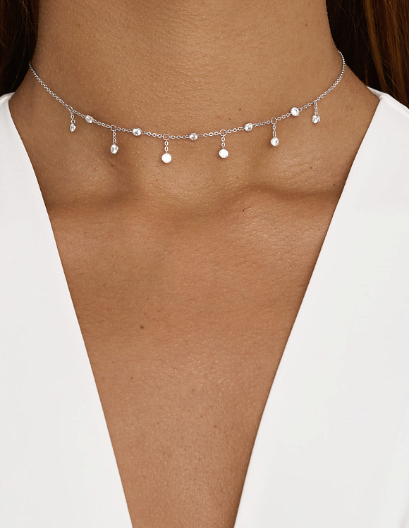 Колье на шею серебро 925 с фианитами Miestilo