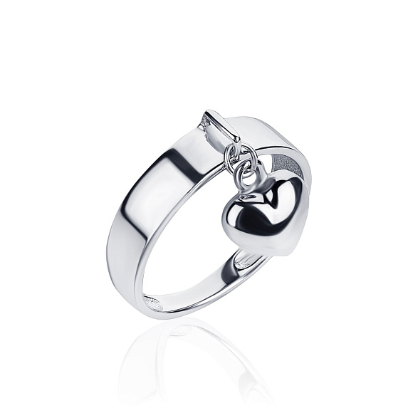 Широкое серебряное кольцо с подвеской сердцем MIESTILO Miestilo