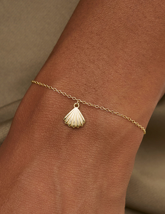 Браслет серебро 925 позолоченный на руку ракушка Miestilo