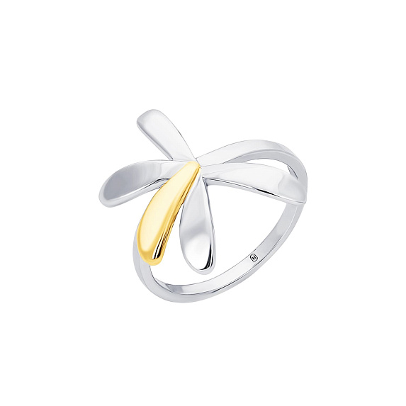 Серебряное кольцо биколор цветок Miestilo