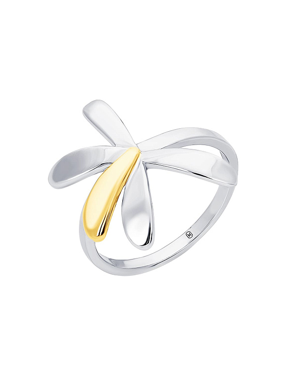 Серебряное кольцо биколор цветок Miestilo  2