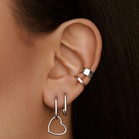 Серьги серебро 925 конго сердечки серебряные Miestilo