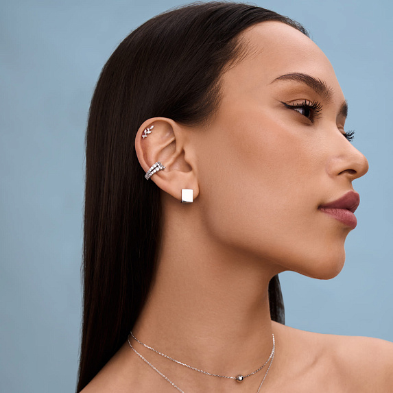 Серебряный кафф с двойной дорожкой из фианитов Miestilo