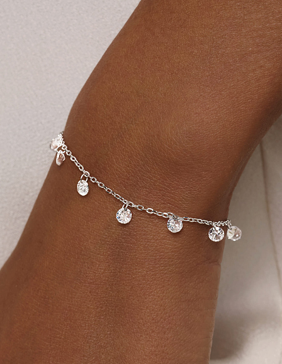 Нежный серебряный браслет с подвесками из фианитов MIESTILO Miestilo