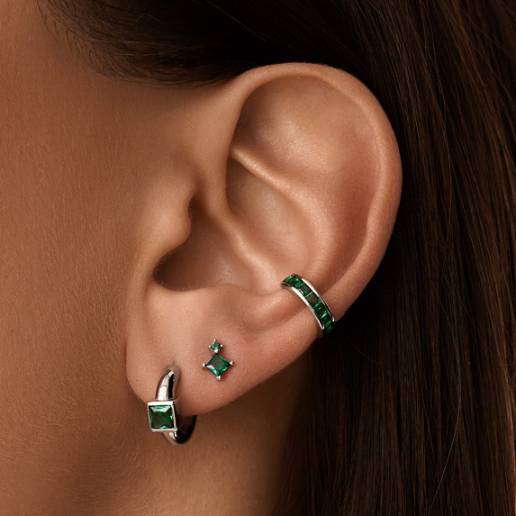 Серьги серебро 925 серебряные гвоздики женские полукольца Miestilo