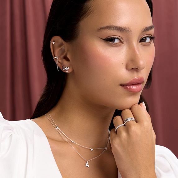 Каффы серебро 925 серьги серебряные висячие моносерьга Miestilo