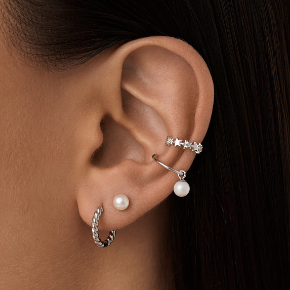 Серьги серебро 925 серебряные гвоздики с жемчугом Miestilo