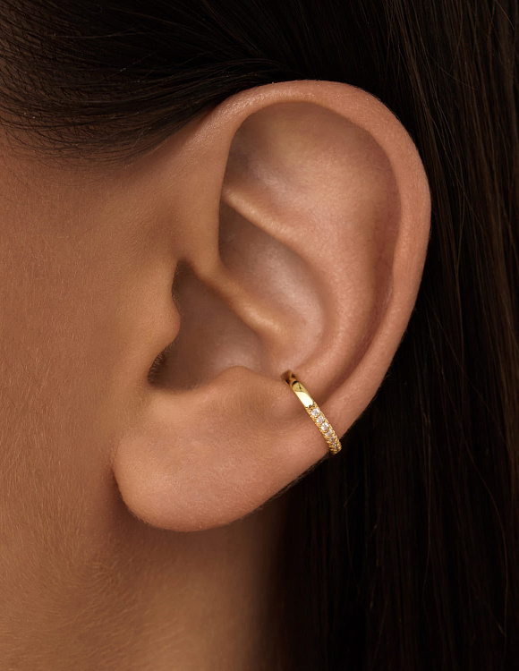 Серьга кафф серебро 925 моносерьга позолоченная одиночная Miestilo