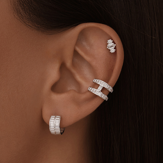 Серебряный кафф с фианитами Miestilo