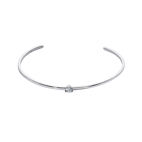 Серебряный жесткий браслет с фианитом Miestilo