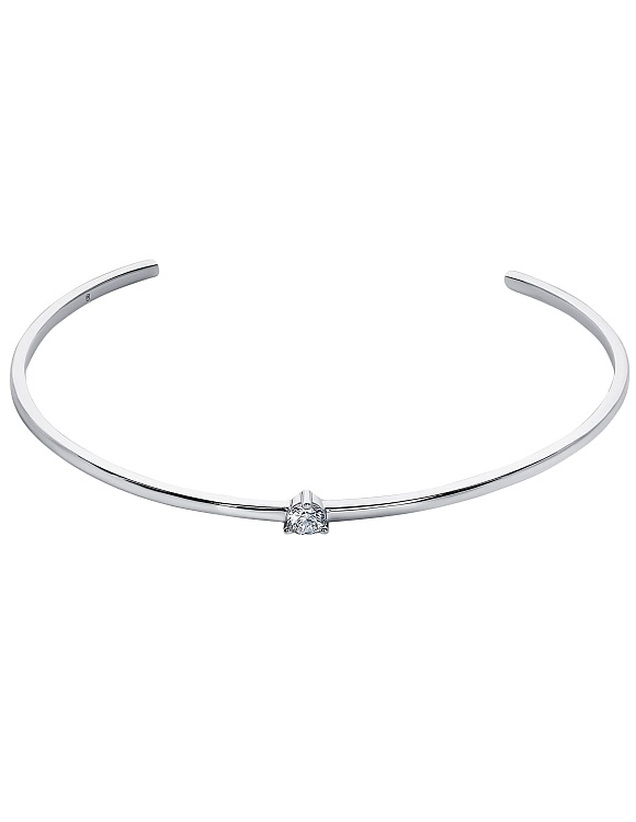 Серебряный жесткий браслет с фианитом Miestilo  2