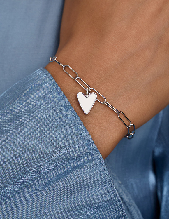 Серебряный браслет с сердецем в эмали MIESTILO Miestilo