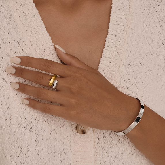 Серебряное кольцо биколор Miestilo