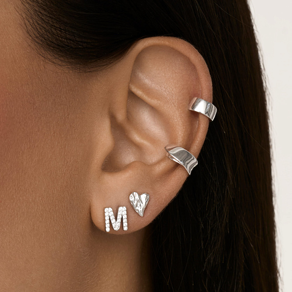 Серьги серебро 925 серебряные гвоздики женские сердечки Miestilo