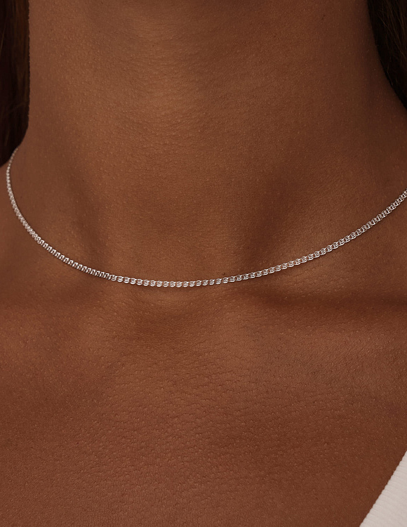 Серебряная цепь родированная Лав граненый ширина плетения 2 мм D проволоки 0,3 мм Miestilo