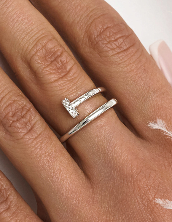 Кольцо серебро 925 пробы ювелирное тонкое гвоздь Miestilo