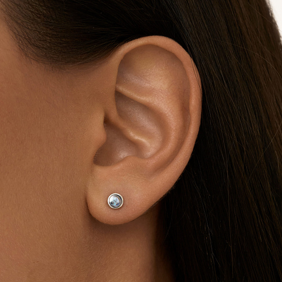 Серьги серебро 925 серебряные гвоздики лунный камень Miestilo
