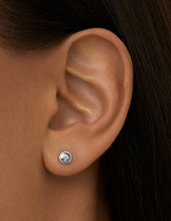 Серьги серебро 925 серебряные гвоздики лунный камень Miestilo