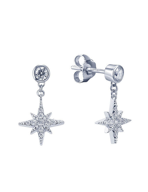 Серьги серебро 925 серебряные гвоздики женские звезды Miestilo  2