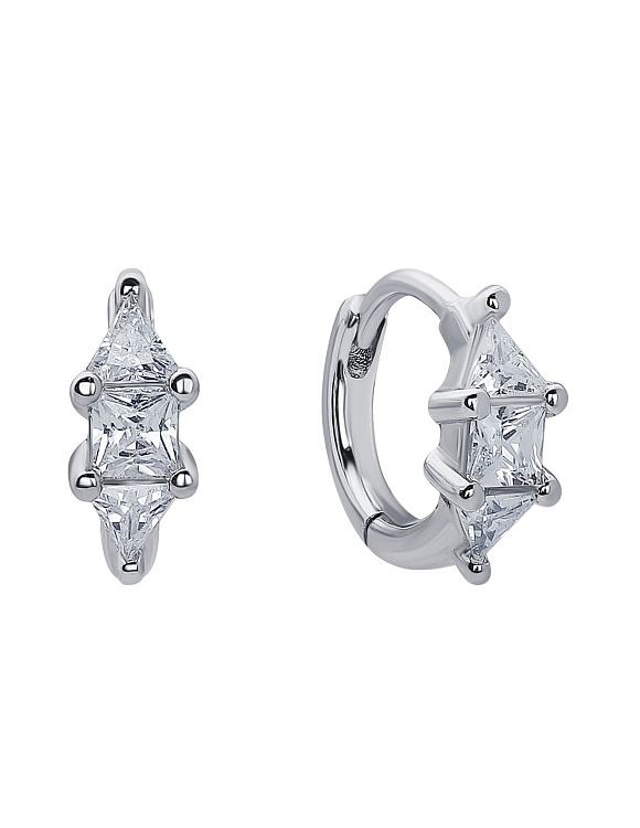 Серебряные серьги-кольца с фианитами Miestilo  2