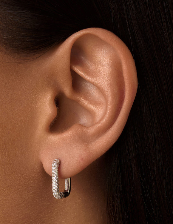 Серебряные серьги конго с фианитами Miestilo