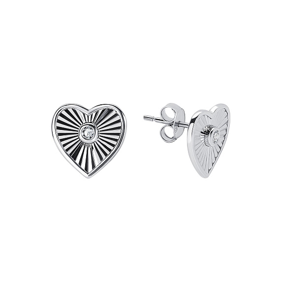 Серьги серебро 925 серебряные гвоздики сердечки Miestilo