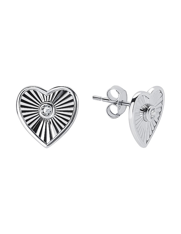 Серьги серебро 925 серебряные гвоздики сердечки Miestilo  2