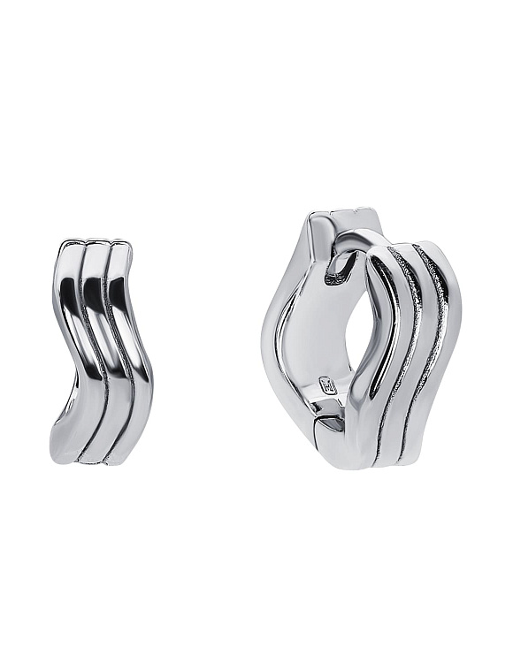 Серебряные серьги-кольца волна Miestilo  2