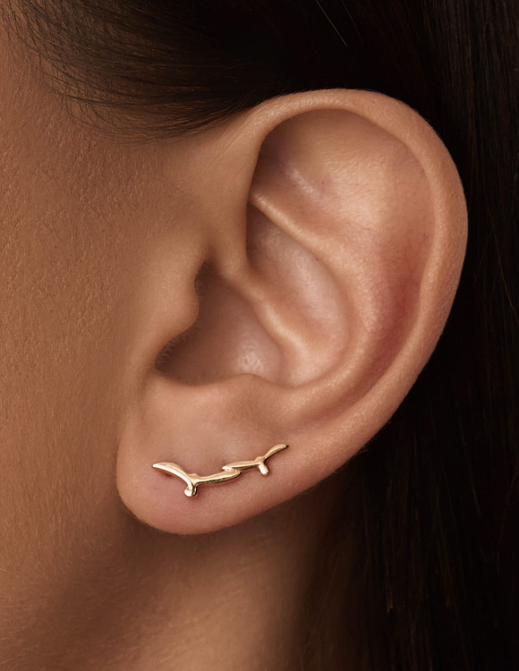 Серьги серебро 925 позолоченные клаймберы птички Miestilo