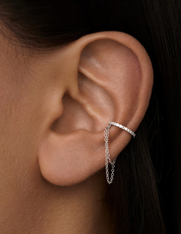 Серебряный кафф с цепочкой MIESTILO Miestilo