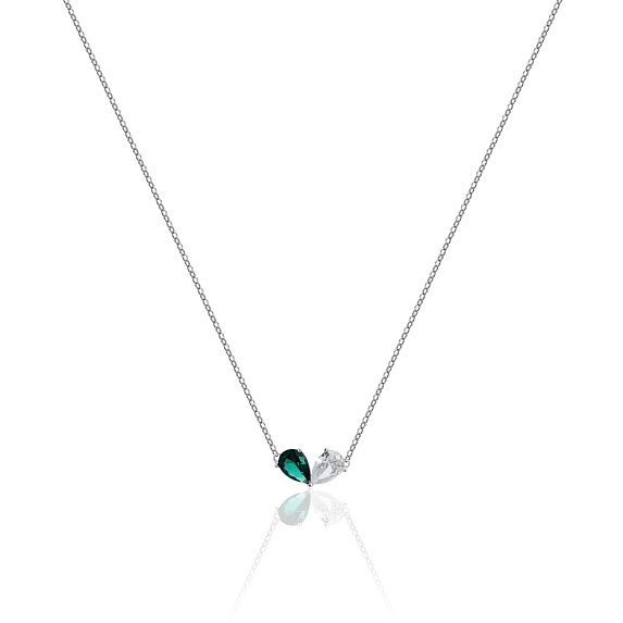 Серебряное колье с фианитами в огранке груша MIESTILO Miestilo