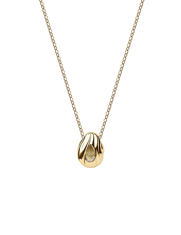 Серебряное колье позолоченное с фианитом в огранке груша Miestilo  2